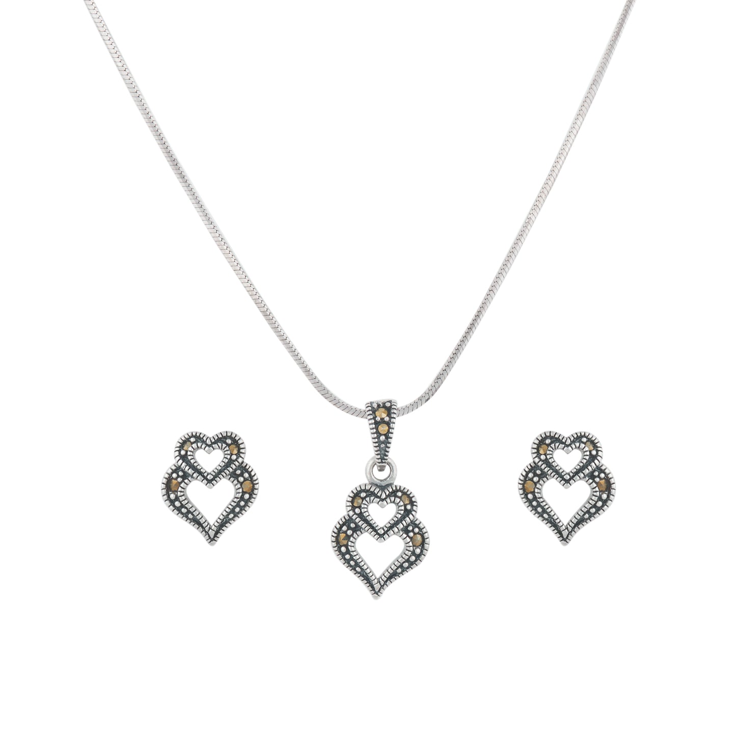 Antique Silver Cobra Heart Necklace Set
