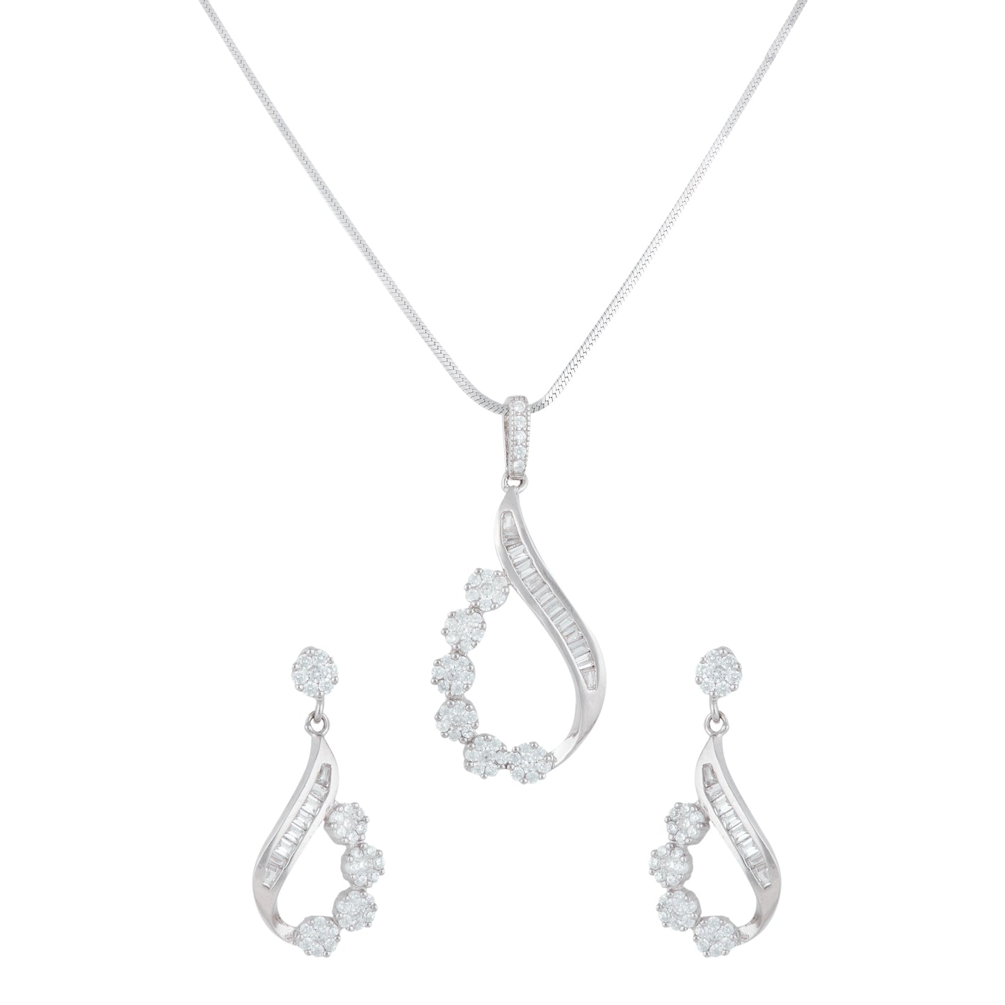 Silver Zircon Dazzle Necklace Set