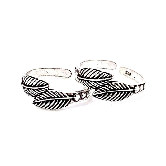 Antique Leaf Silver Toe Rings