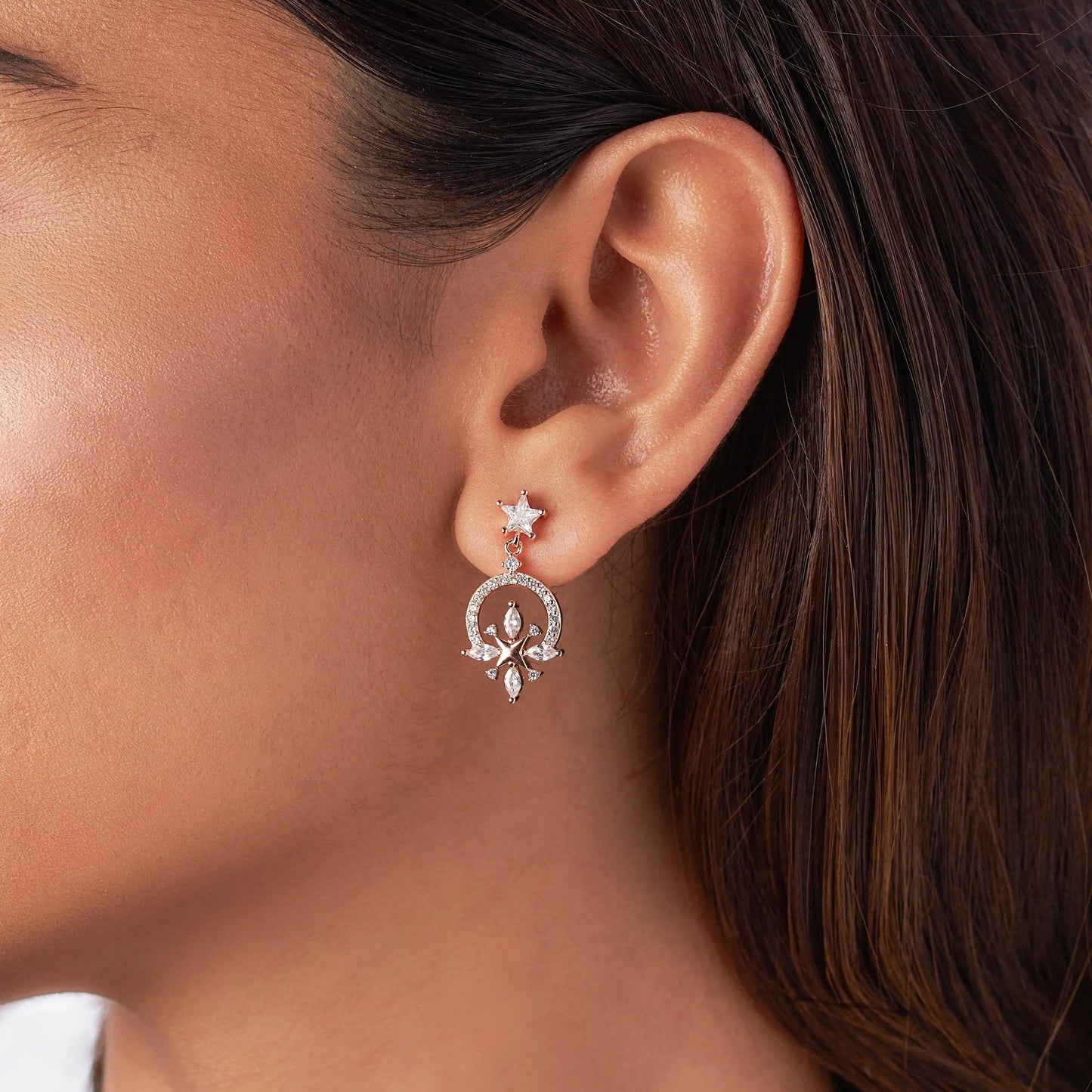 Rose Gold North Star Earrings Dhanaza