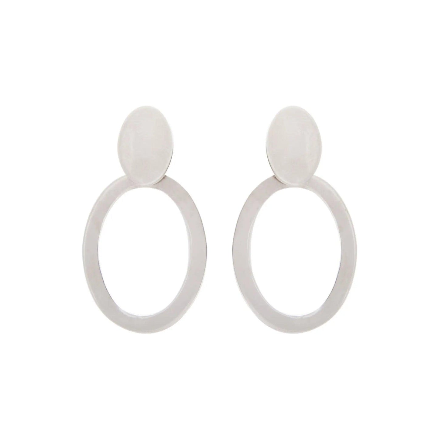 Silver Minimal Oval Earrings Dhanaza