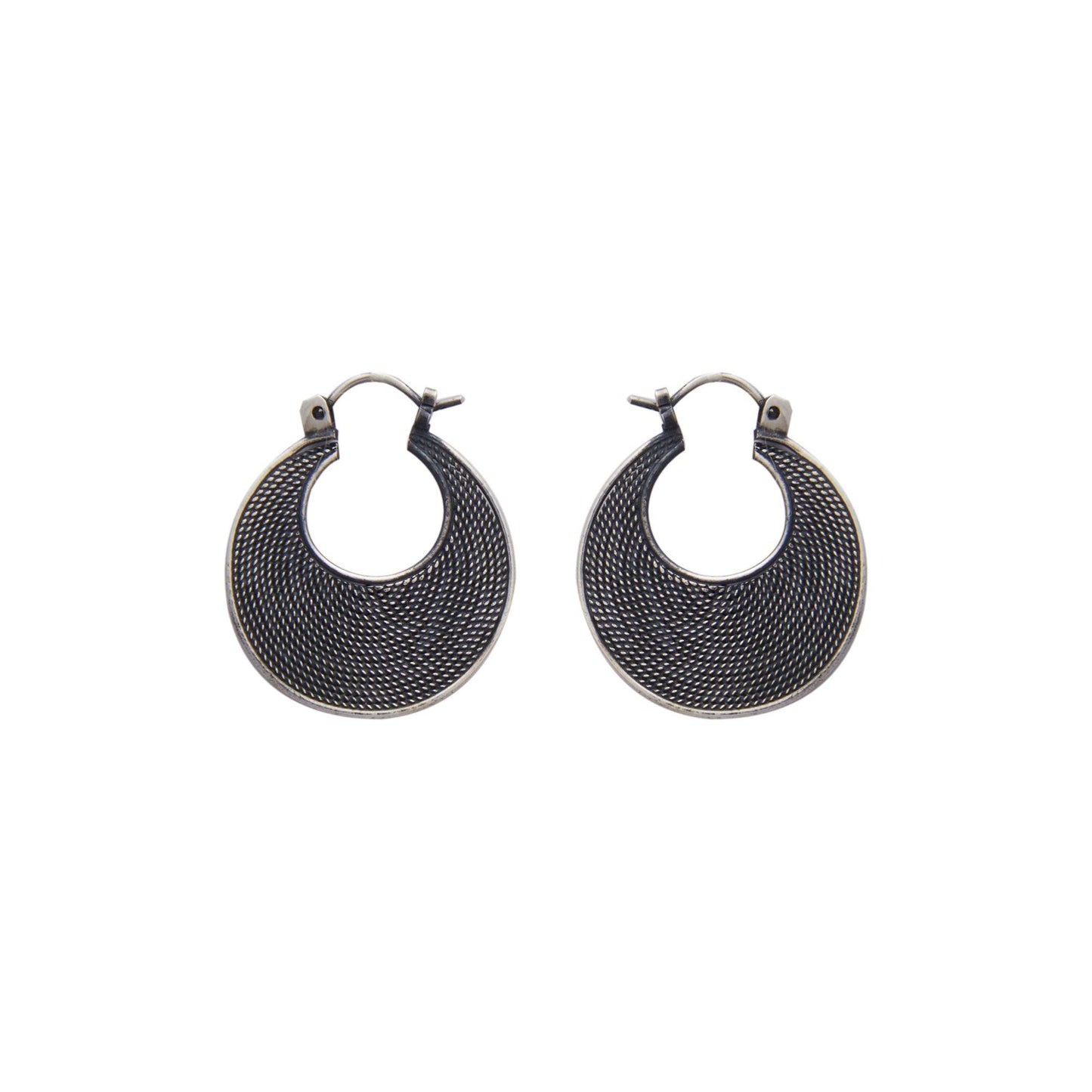 Oxidized Silver Crescent Earrings Dhanaza