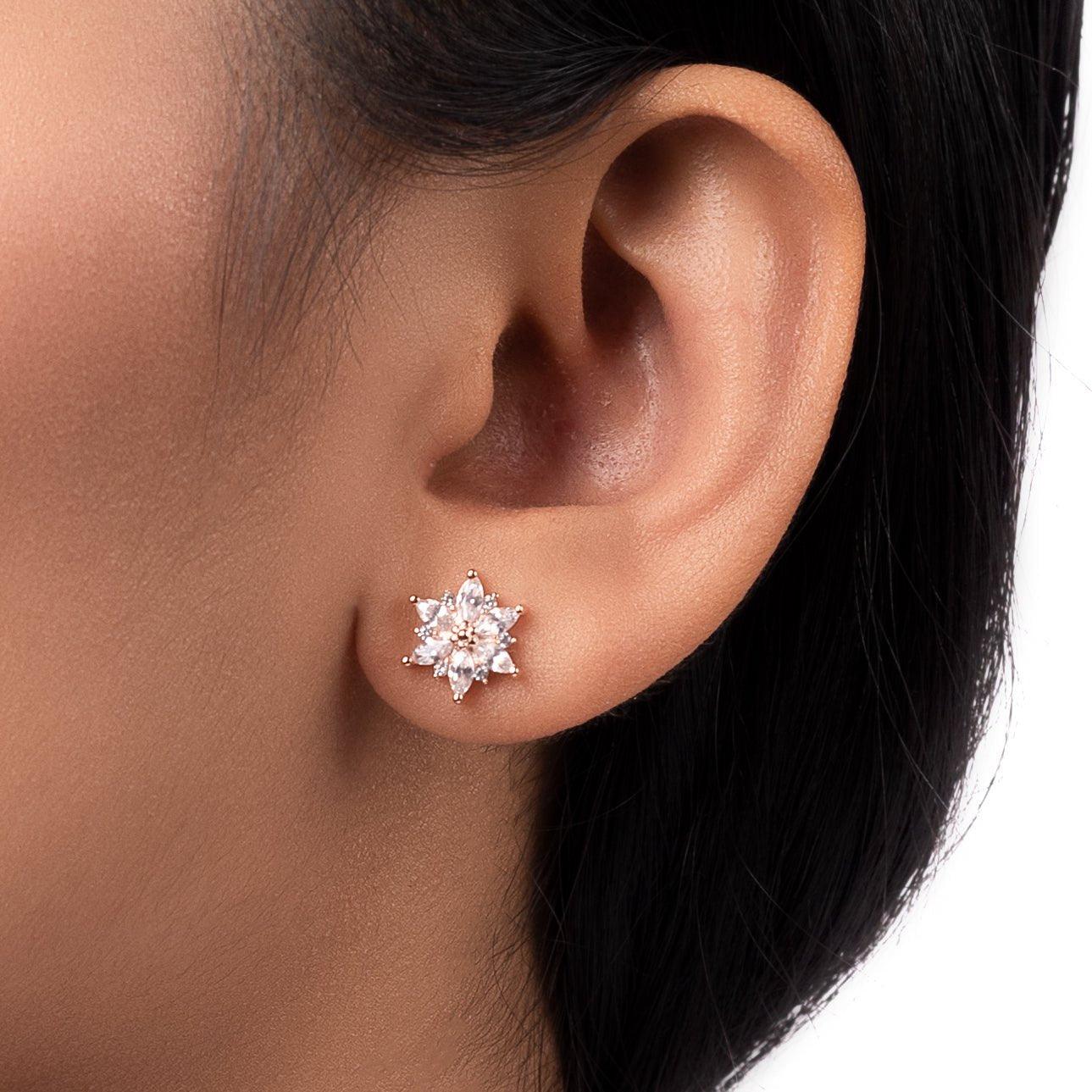 Rose Gold Classic Petals Studs (Earrings) Dhanaza
