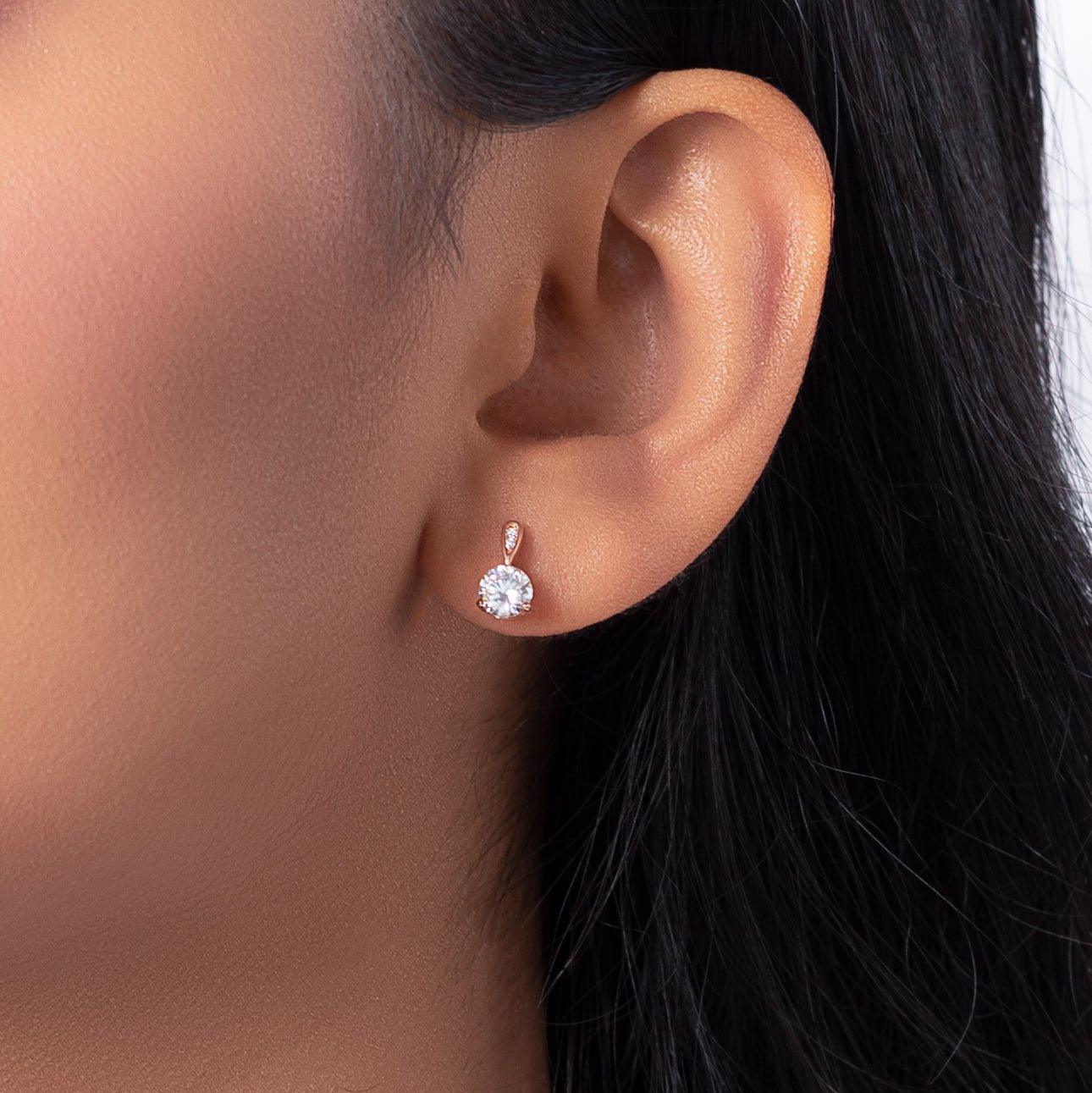 Rose Gold Floating Solitare Studs (Earrings) Dhanaza