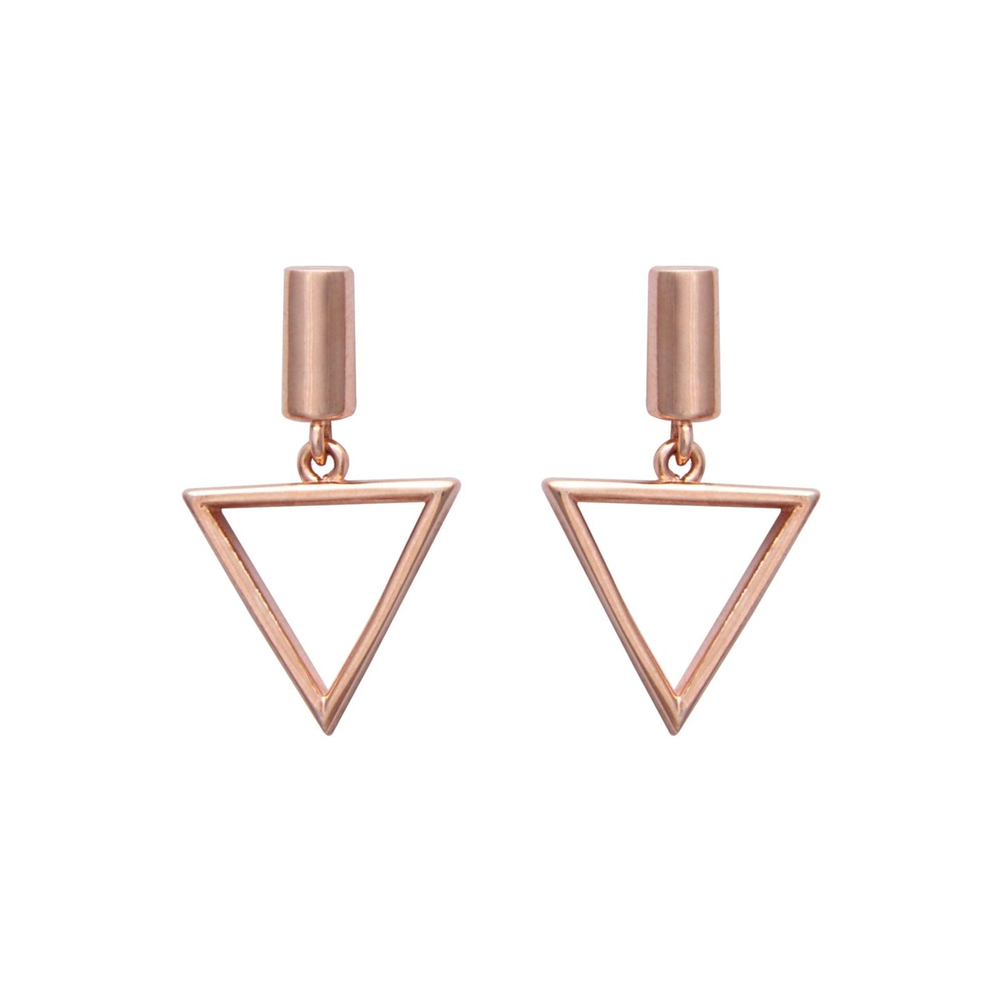 Rose Gold Hanging Triangle Earrings Dhanaza