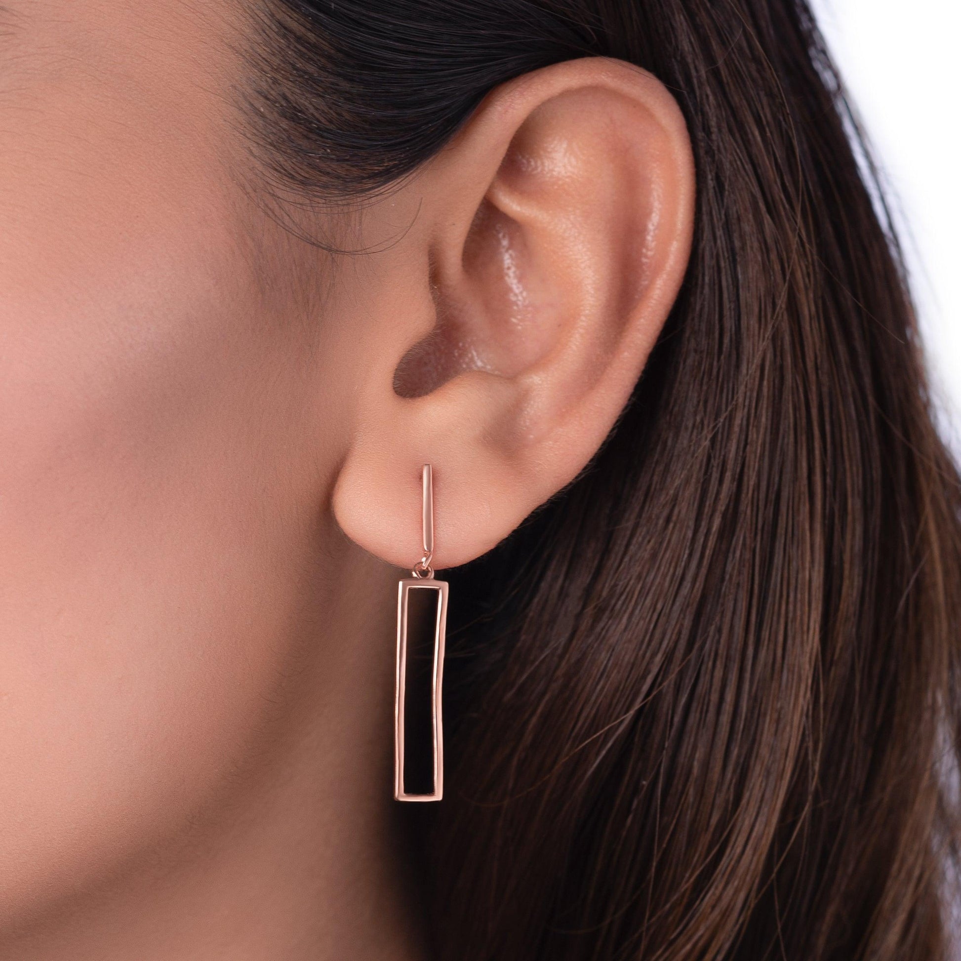 Rose Gold Minimal Lines Earrings Dhanaza