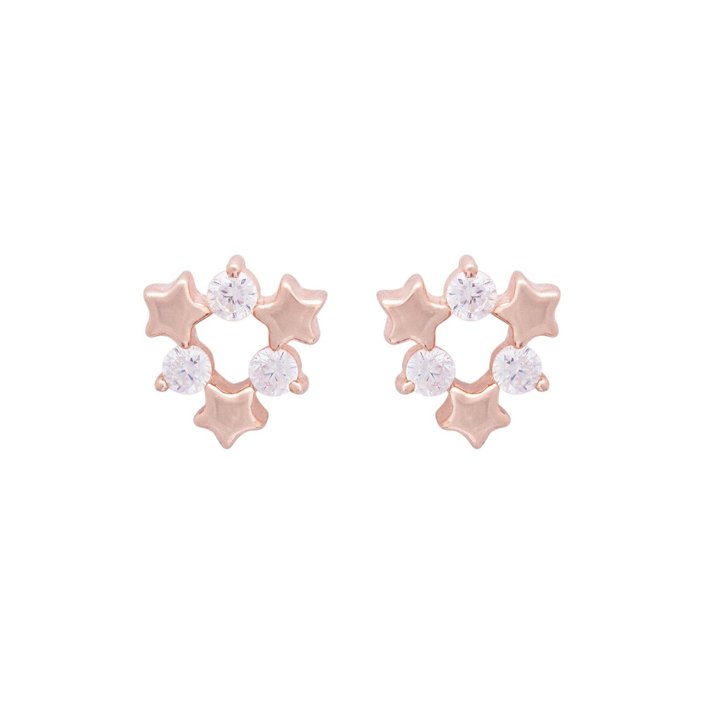 Rose Gold Tristar Zircon Studs (Earrings) Dhanaza