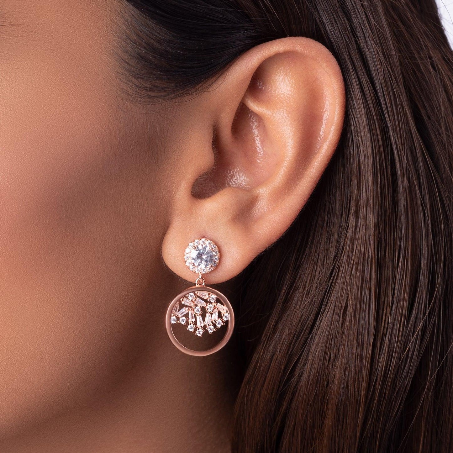 Rose Gold Zircon Chaos Earrings Dhanaza