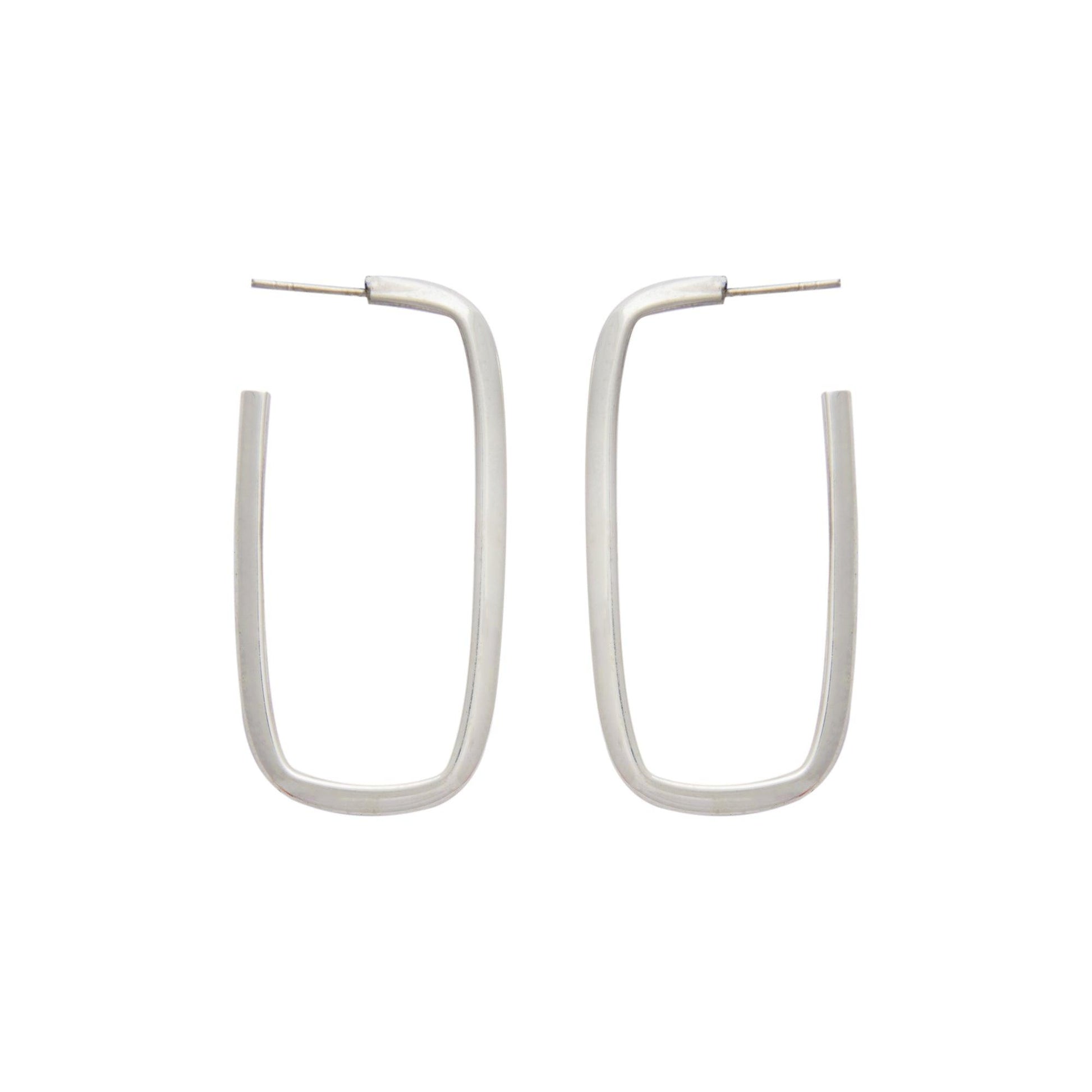 Silver Bold Box Hoops (Earrings) Dhanaza