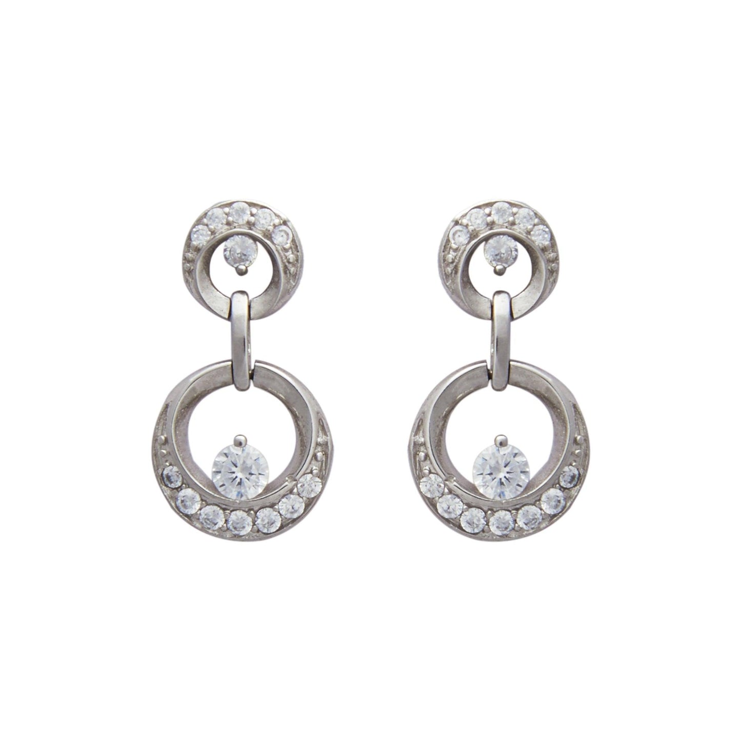 Silver Crescent Zircon Earrings Dhanaza
