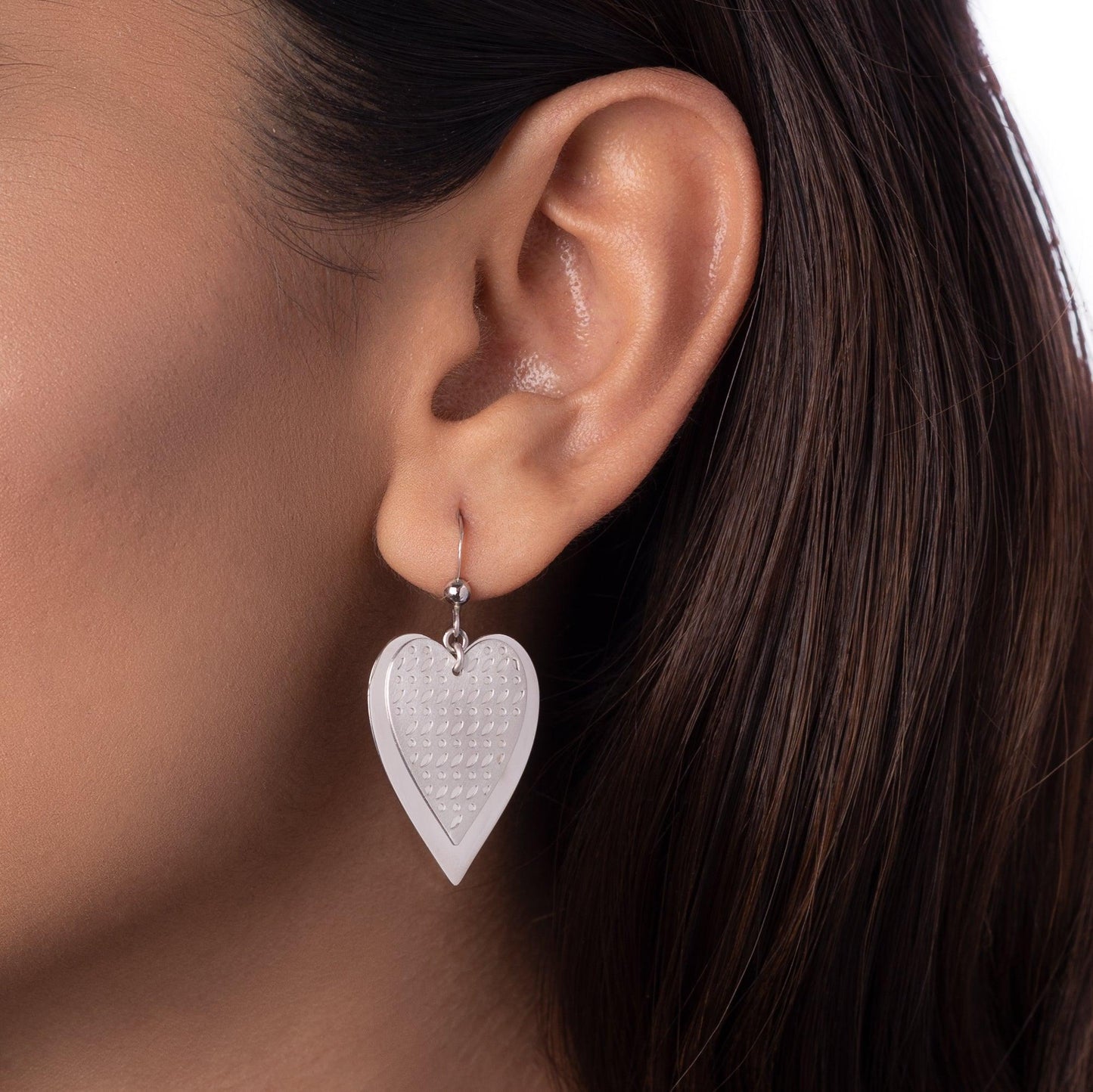 Silver Heart Hook Earrings Dhanaza