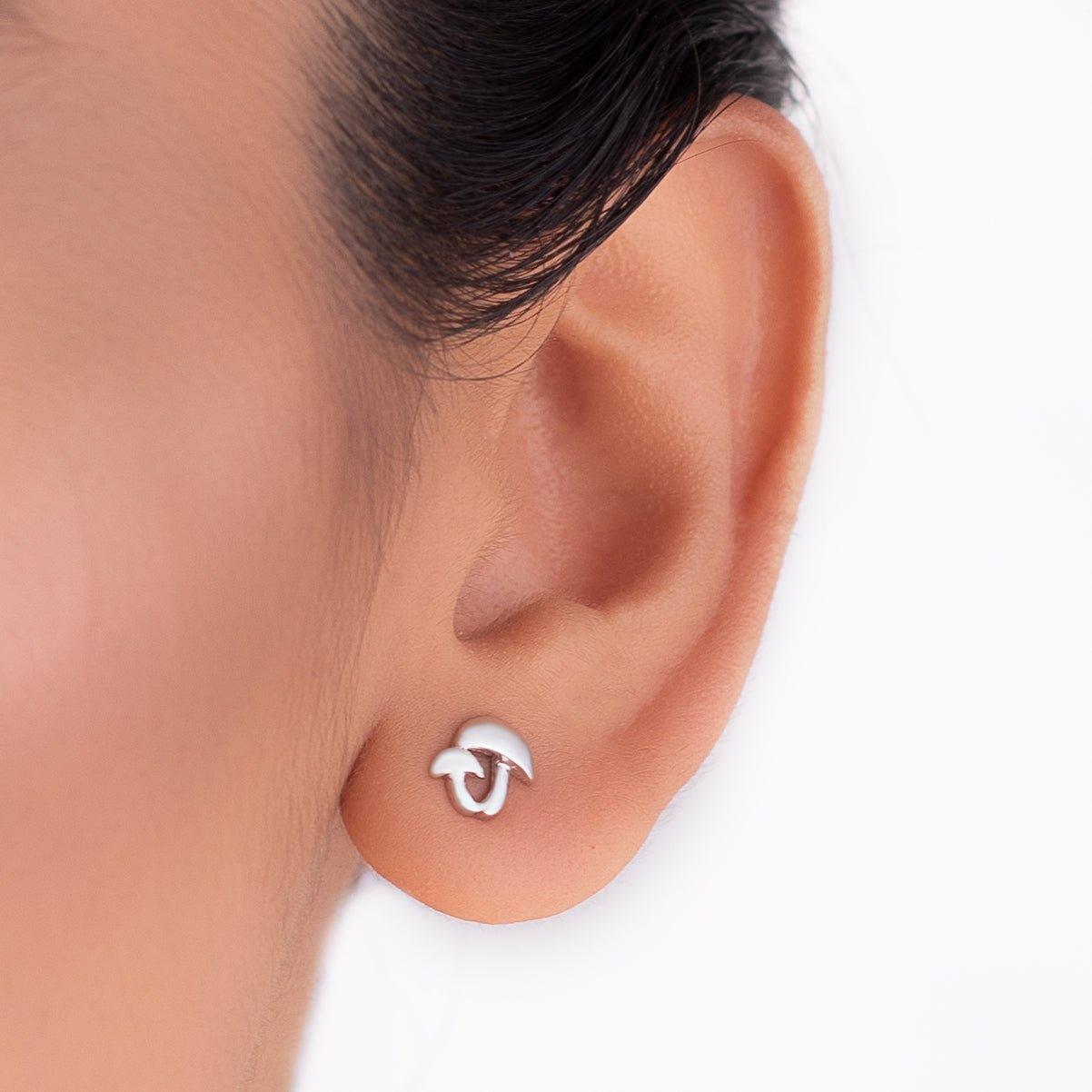Silver Minimal Mushroom Studs (Earrings) Dhanaza