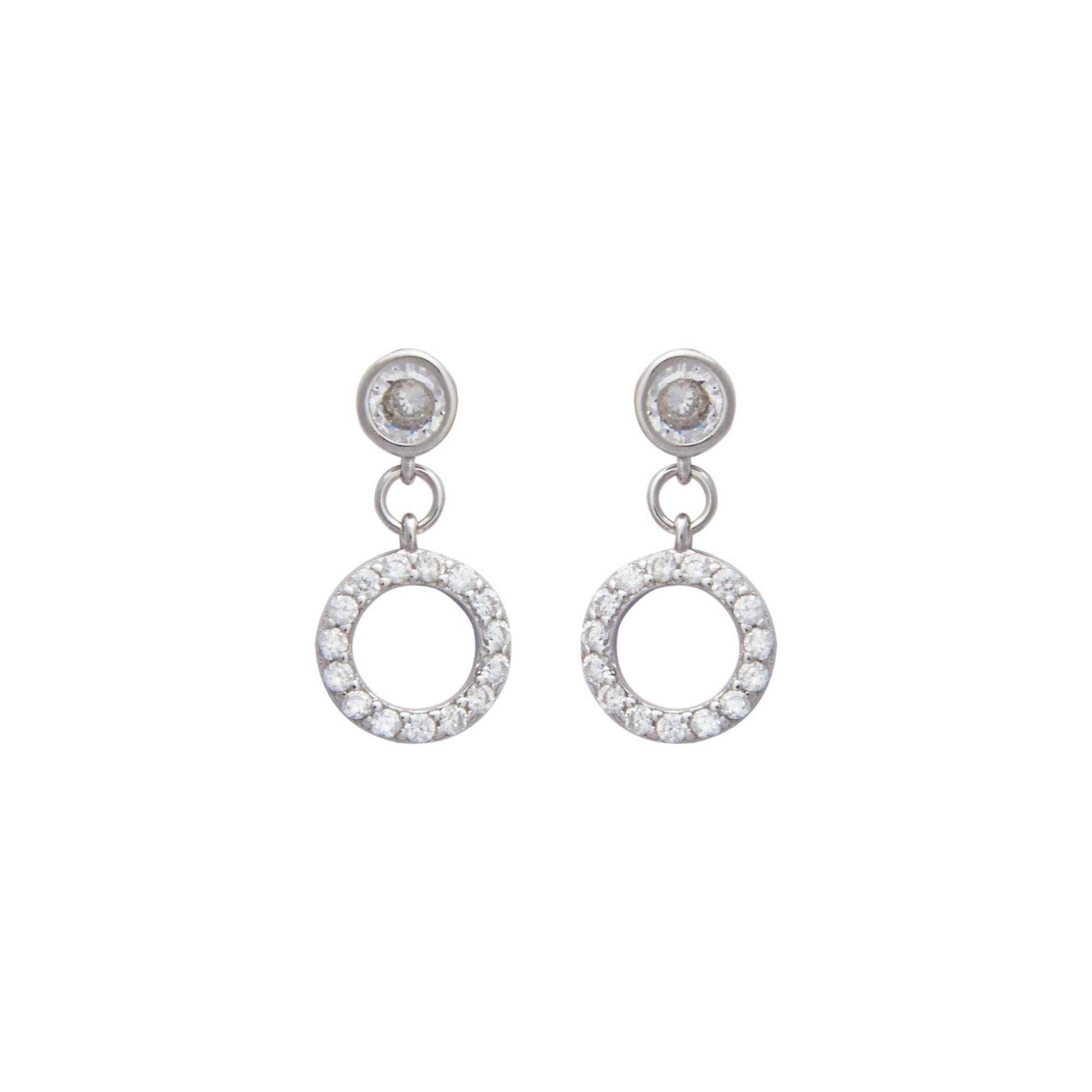 Silver Simple Zircon Circle Earrings Dhanaza