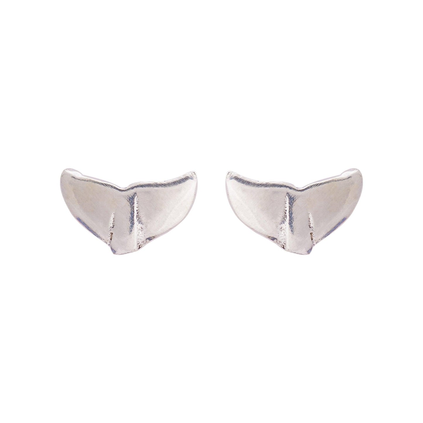 Silver Tiny Whale Fin Studs Dhanaza