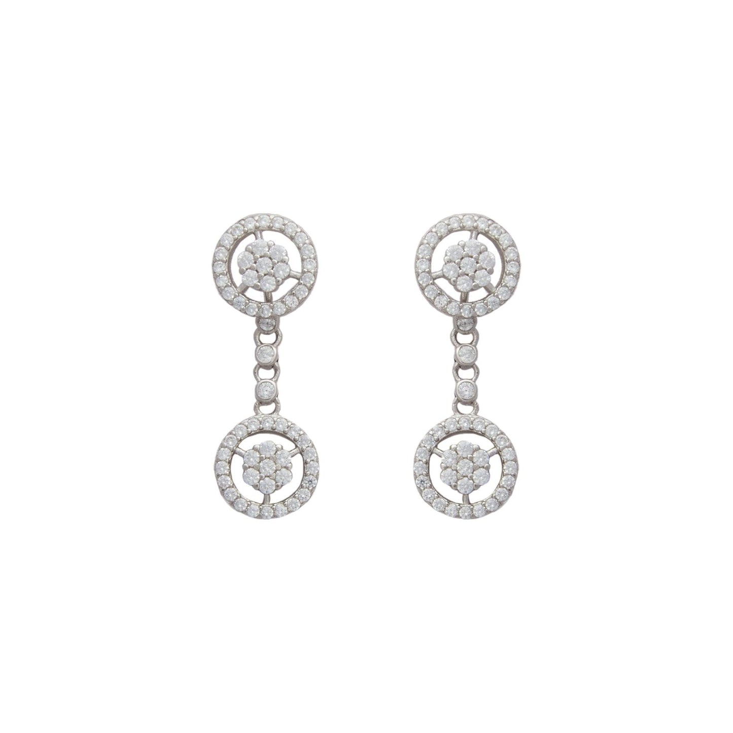 Silver Twin Flower Drop Earrings Dhanaza