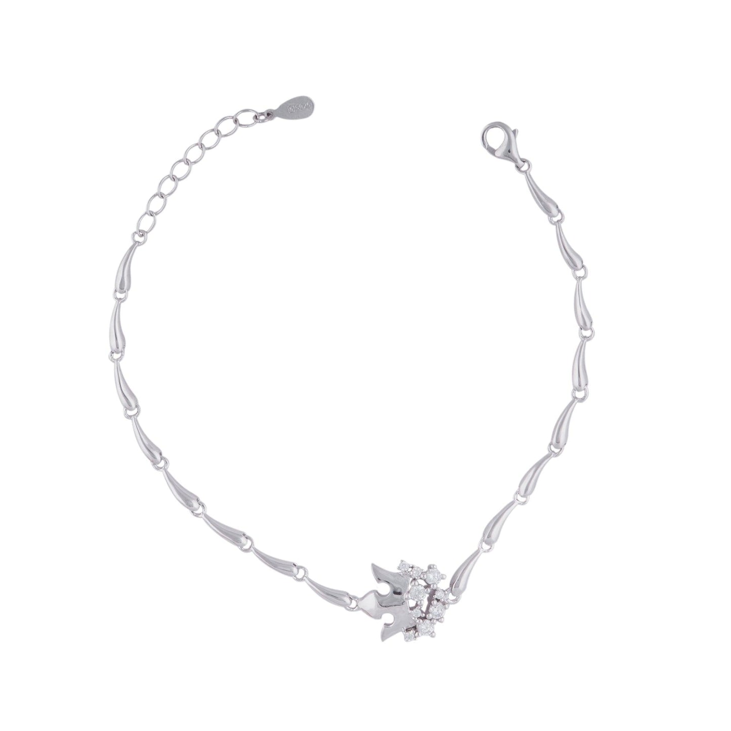Silver Zircon Crown Bracelet Dhanaza