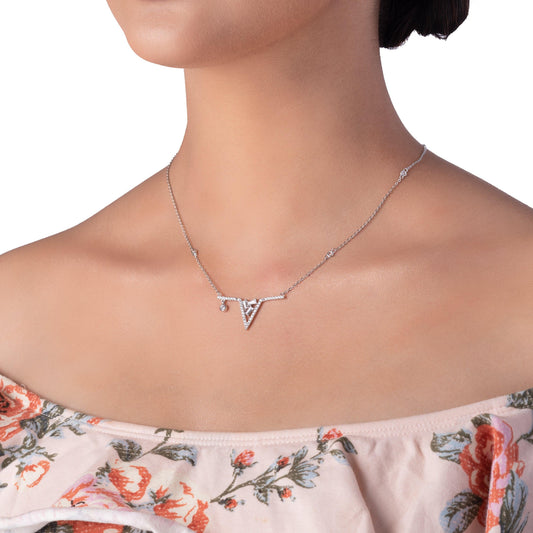 Silver Zircon Trench Necklace Dhanaza