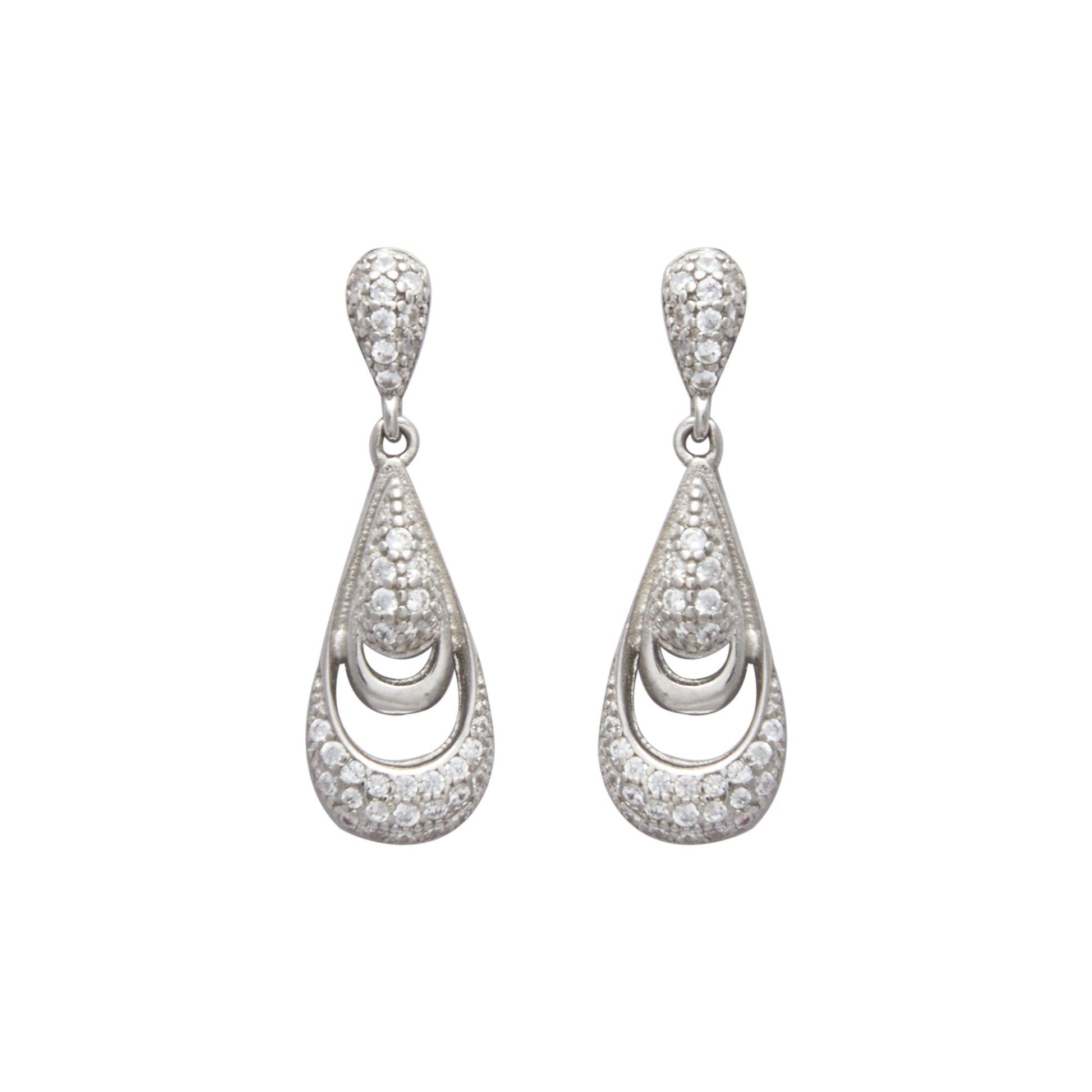 Silver Zircon Waterdrop Earrings Dhanaza